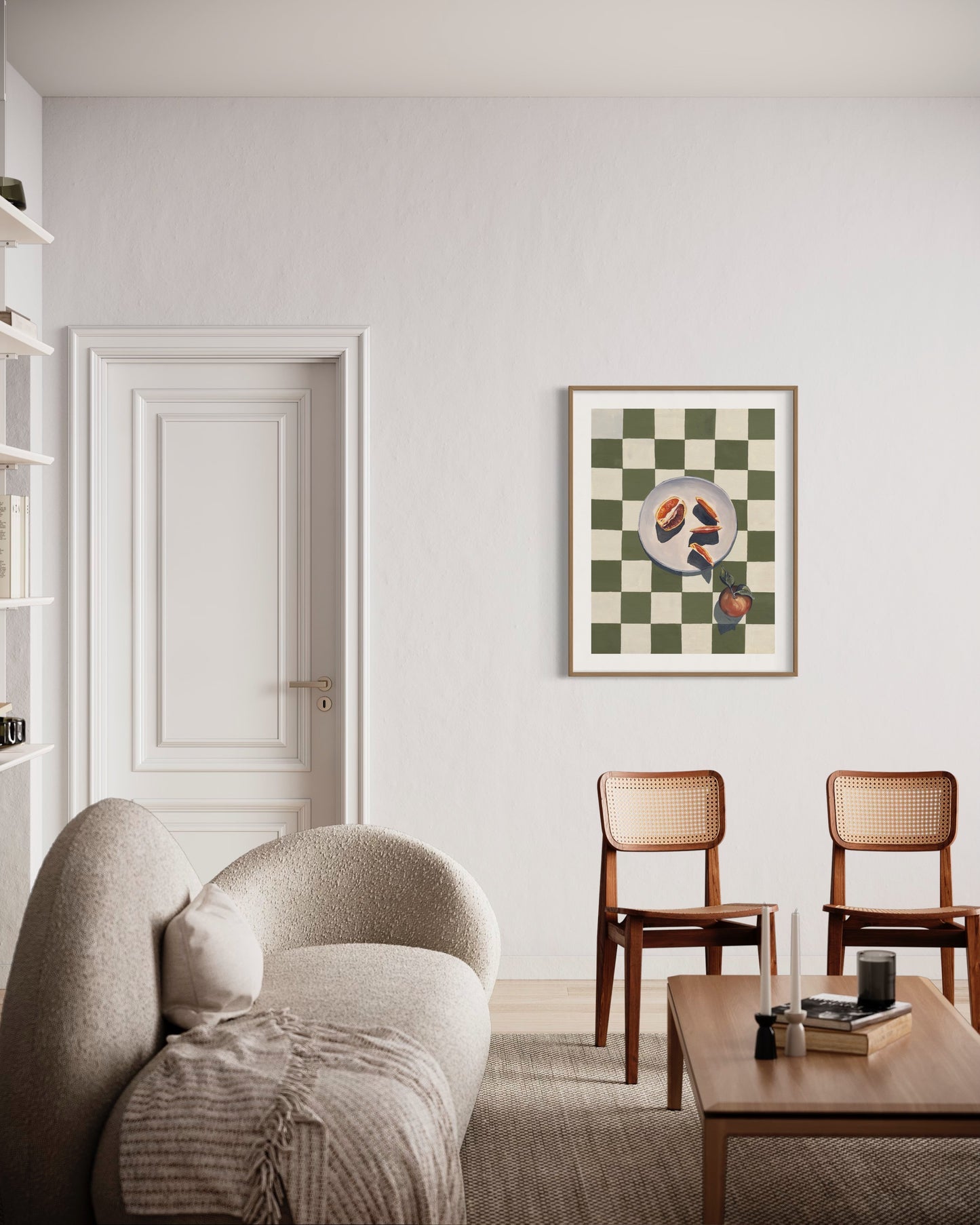 'Navel Oranges On Green Check' Art Print