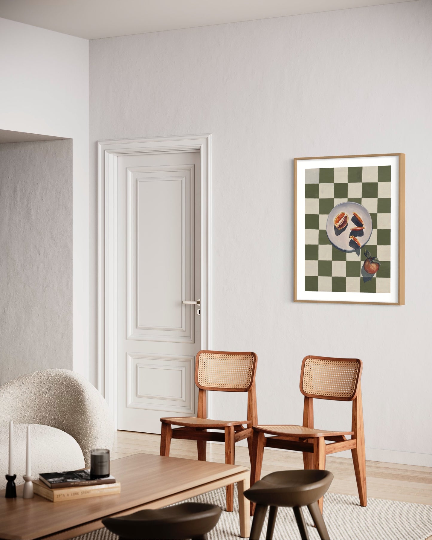 'Navel Oranges On Green Check' Art Print