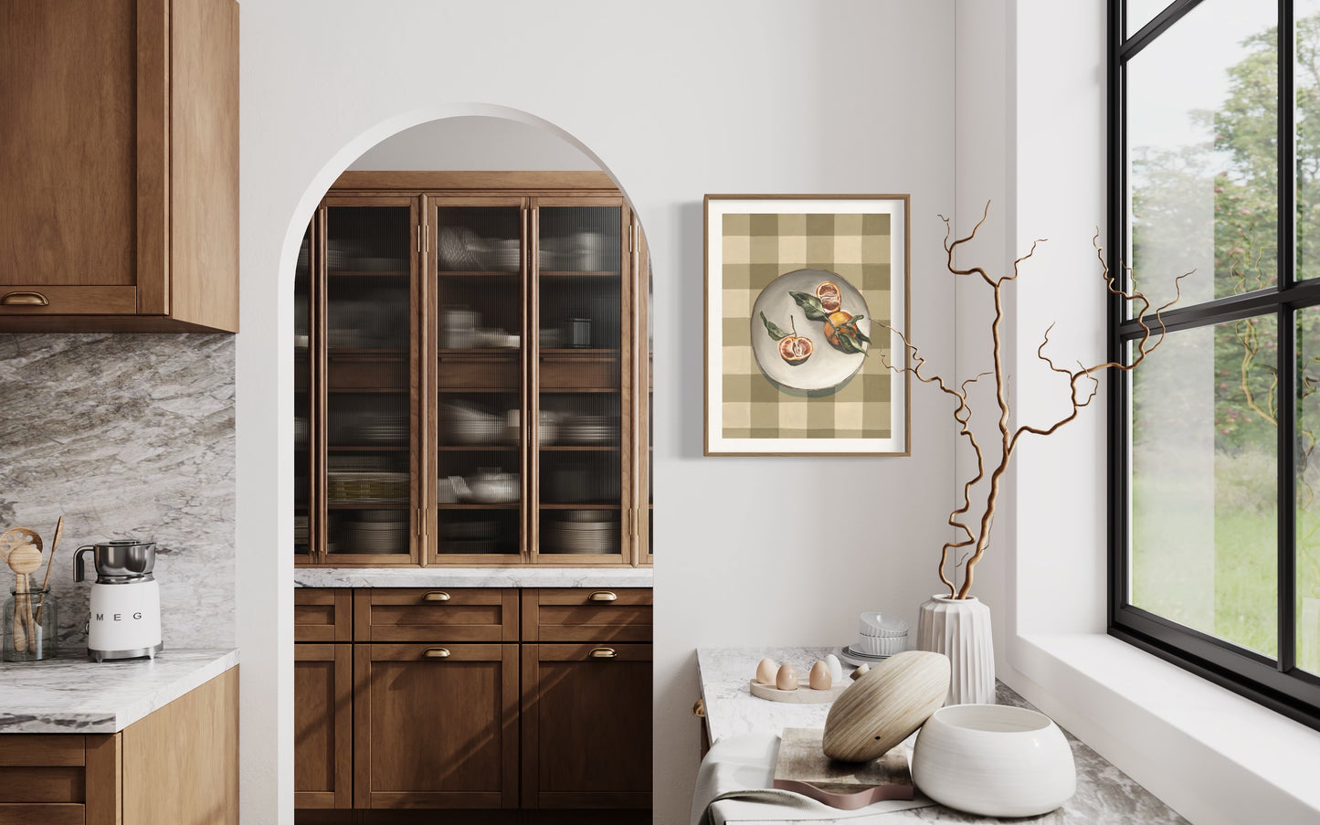 'Tarocco Oranges on Gingham' Art Print