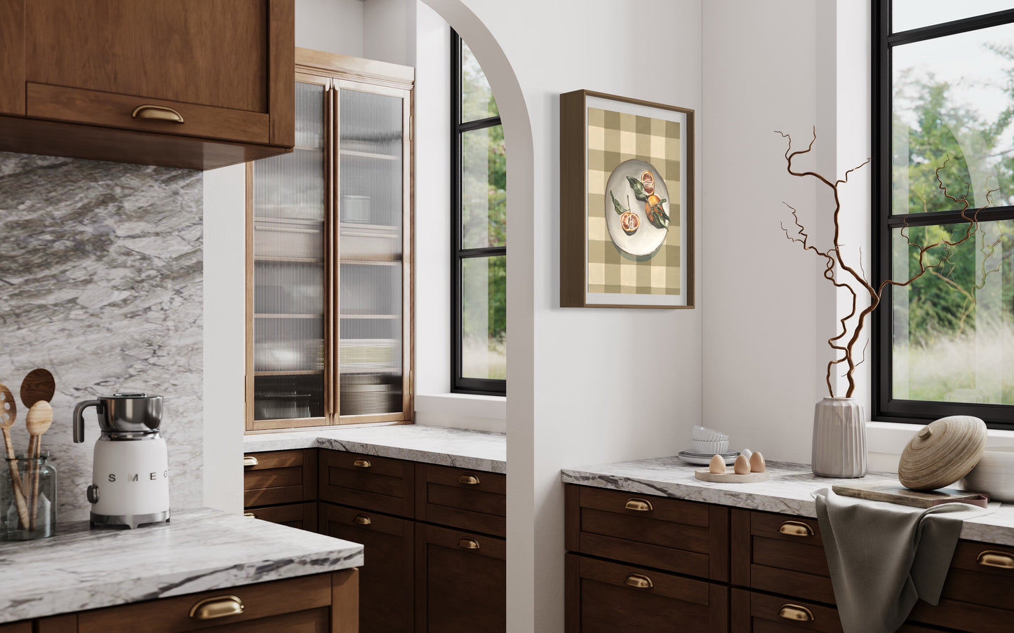 'Tarocco Oranges on Gingham' Art Print