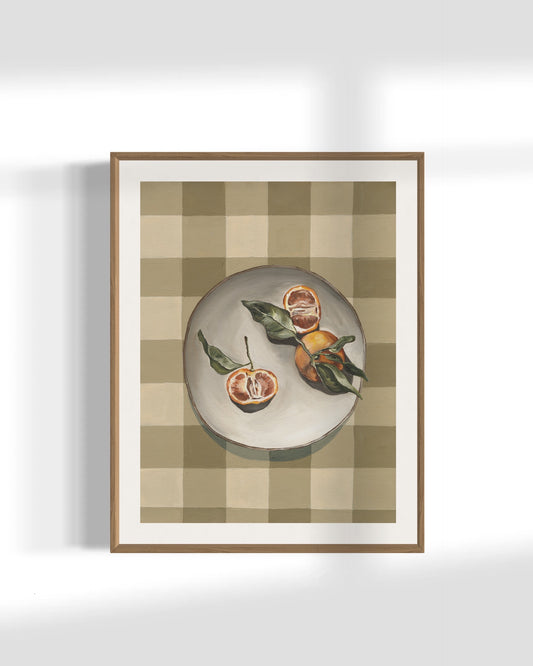 'Tarocco Oranges on Gingham' Art Print