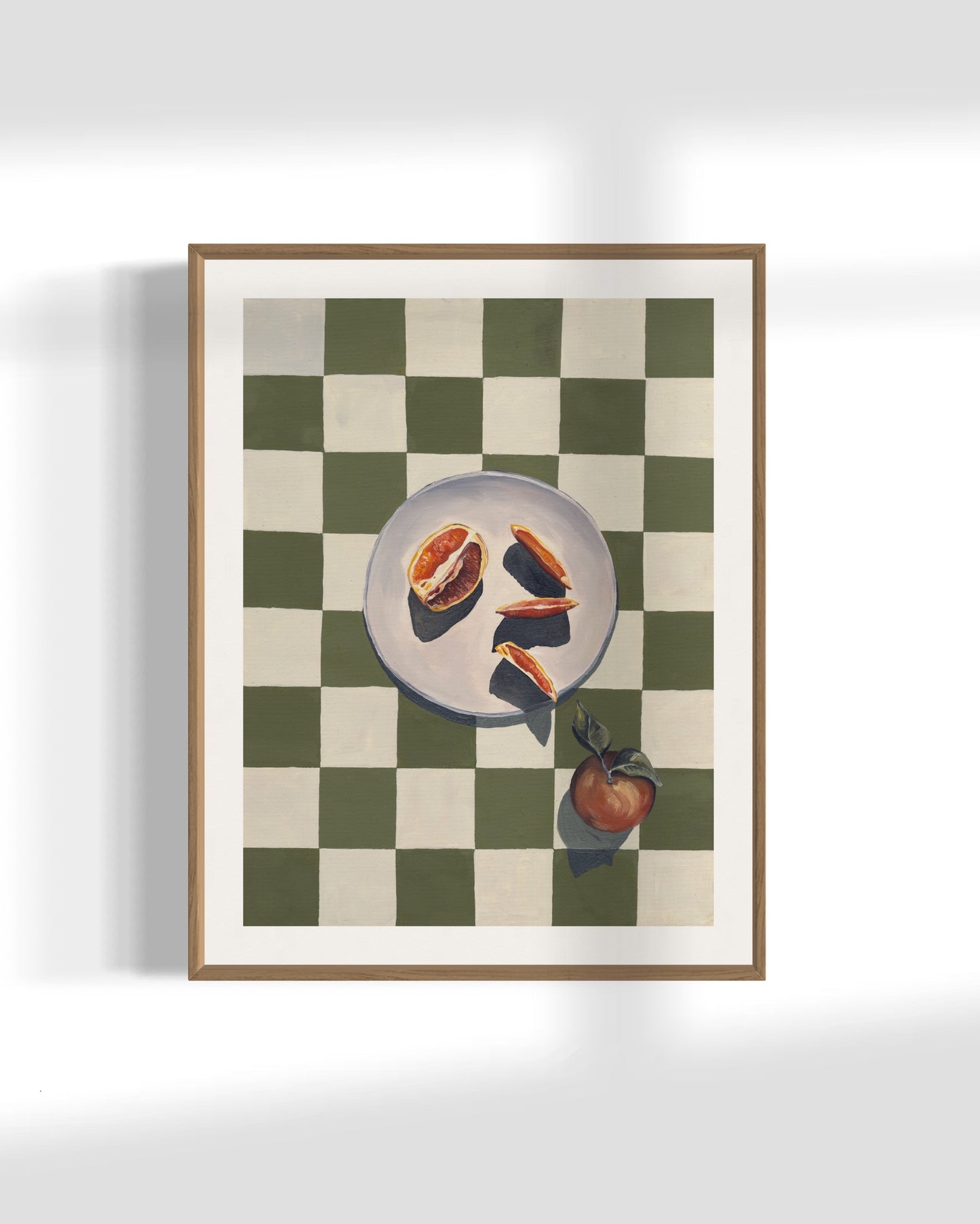 'Navel Oranges On Green Check' Art Print